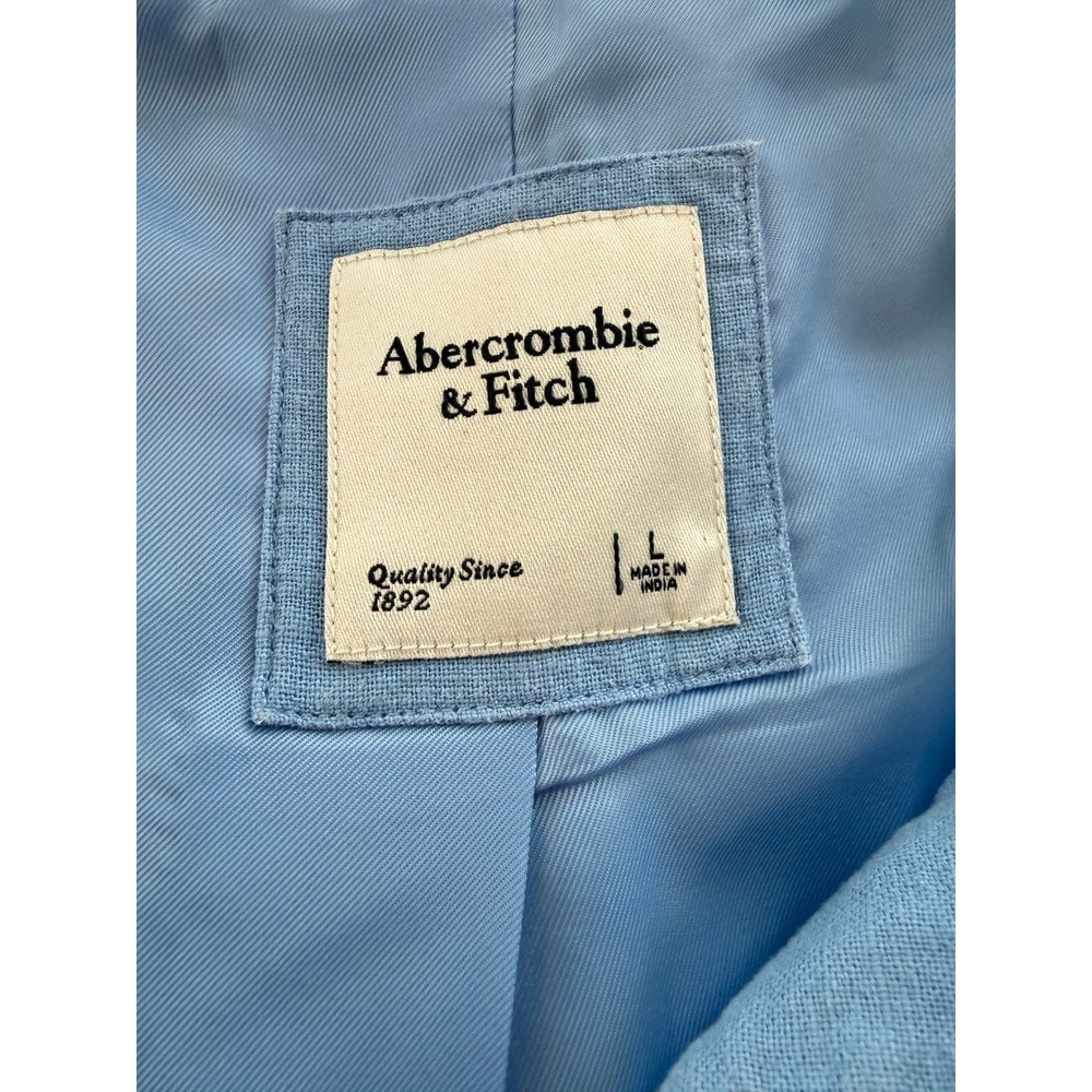 Abercrombie & Fitch Line-Blend Short Sleeve Cropped Blazer Blue Women's Large - Picture 5 of 5